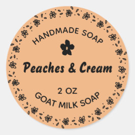 手作りせっけん花リースカスタムピーチ ラウンドシール