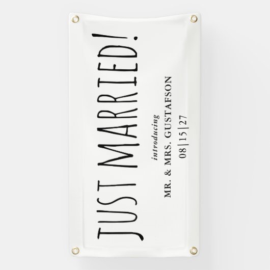 手作りたった今結婚しましたカーバナー 横断幕 (縦)