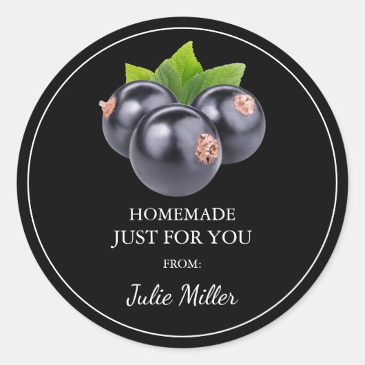 手作りだけでブラックカラントのラベル ラウンドシール (正面)