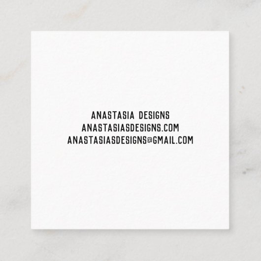 手作りとラブドードルリースパーソナライズされた スクエア名刺 (裏面)