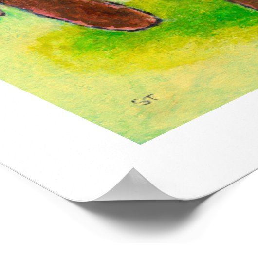 手作りのおもちゃ詰まった犬の絵画一種 ポスター (角)