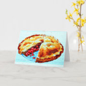 手作りのさくらんぼパイグリーティングカード カード (黄色い花)