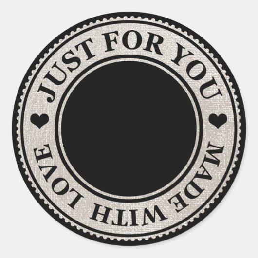 手作りのためだけに作られた愛のアイボリーブラック ラウンドシール (正面)