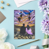 手作りのアート作品 – 一緒に見る夕日 アクリル招待状 (インサイチュ (ウェディング))