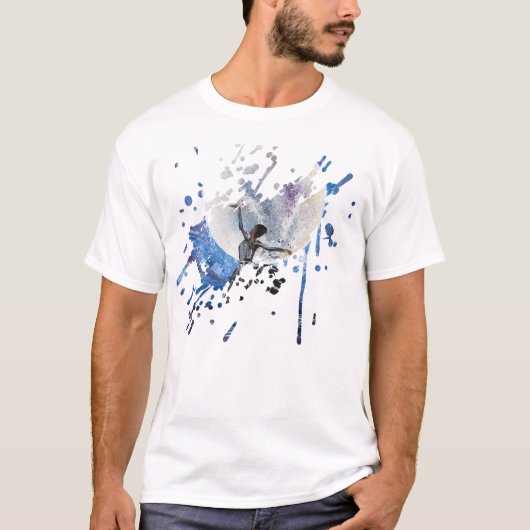手作りのアート作品 - 月と踊る Tシャツ (正面)