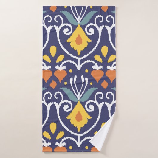 手作りのイカット生地。エスニックのシームレスなパターン。亜志 バスタオル (バスタオル)