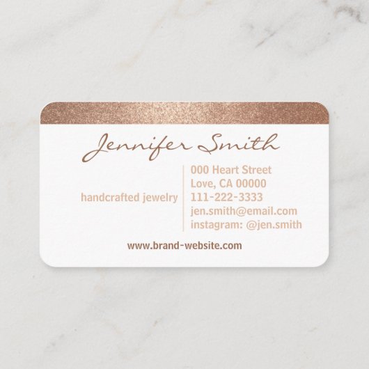 手作りのエレガントシンプルバラ金ゴールドスタイルハート 名刺 (裏面)