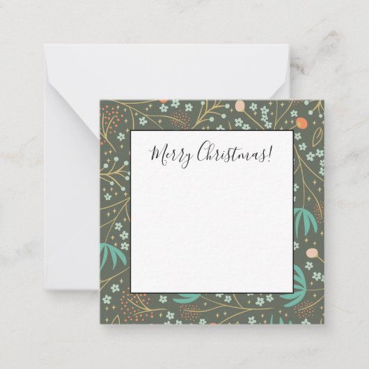 手作りのカラフルなクリスマスの花飾り ノートカード (正面)