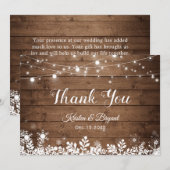 手作りのカントリー風イルミネーション 冬の雪の結晶 サンキューカード (正面/裏面)