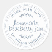 手作りのクラシックなブルーベリージャム缶詰め ヴィンテージブルー ラウンドシール (正面)