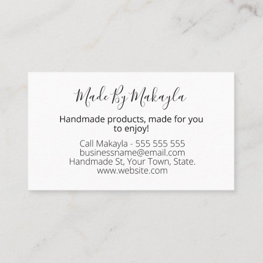 手作りのクリスプな白黒の鳥 名刺 (裏面)