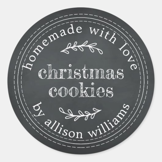 手作りのクリスマスケーキ チョークボードラベル ラウンドシール (正面)