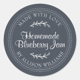 手作りのシンプルなブルーベリージャム缶詰 ラベル ダークブルー