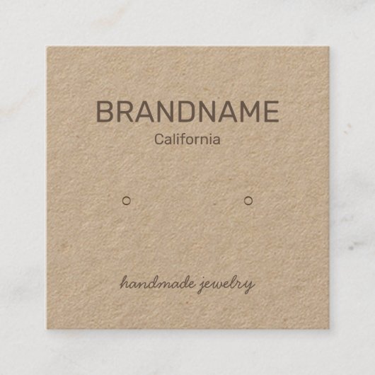 手作りのシンプルイヤリングスタッドディスプレイカードロゴ スクエア名刺 (正面)