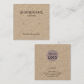 手作りのシンプルイヤリングスタッドディスプレイカードロゴ スクエア名刺 (正面/裏面)