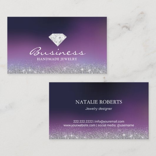 手作りのジュエリー·ダイヤモンド·ロモダンゴ紫 名刺 (正面/裏面)
