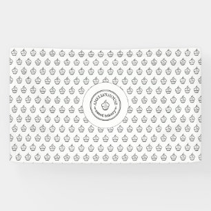 手作りのスイートベーカリー・ビジネス・ロゴ・カスタム白 横断幕