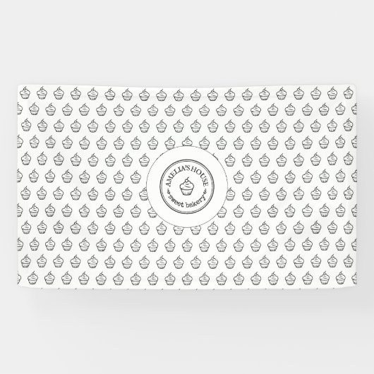 手作りのスイートベーカリー・ビジネス・ロゴ・カスタム白 横断幕 (横)