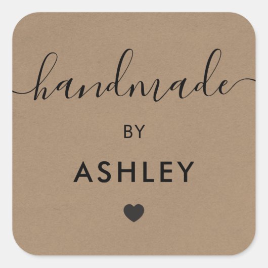 手作りのタグ、カスタムクラフトショップのギフトタグ、クラフト スクエアシール (正面)