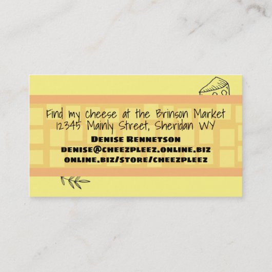 手作りのチーズくさびハーブ 名刺 (裏面)