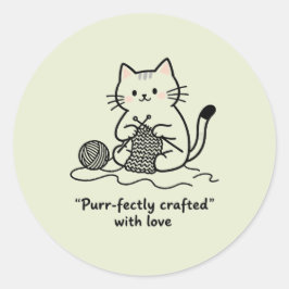 手作りのテキスタイルアート 猫の編み物 グラフィックアート ラウンドシール