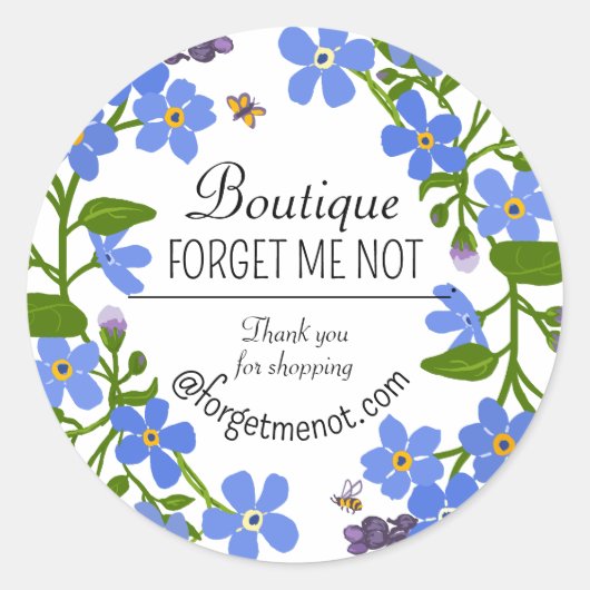 手作りのビジネスラベル青いフローラシール ラウンドシール (正面)