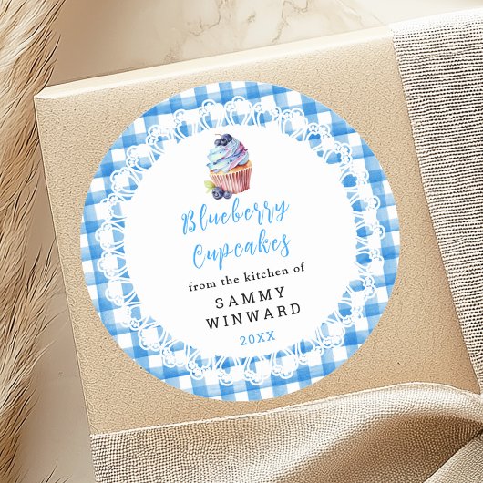 手作りのブルーベリーカップケーキ食品ラベル ラウンドシール