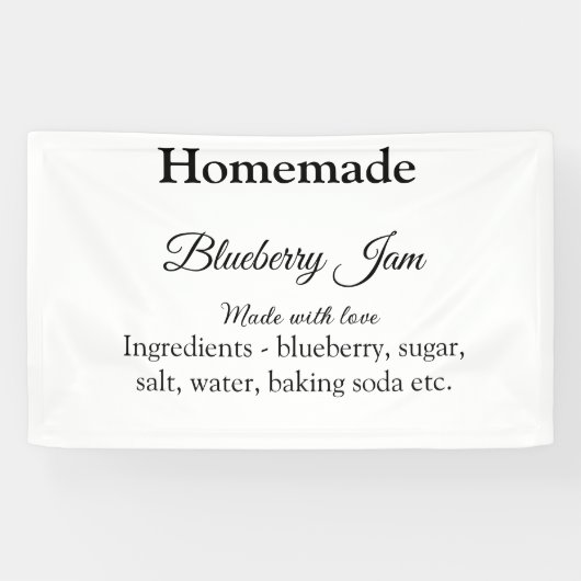 手作りのブルーベリージャム 愛を込めて追加テキスト 横断幕 (横)