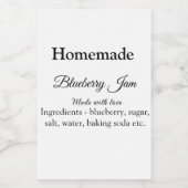 手作りのブルーベリージャム 愛を込めて +テキスト フードラベル (シングルラベル)