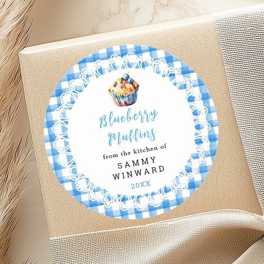 手作りのブルーベリーマフィン食品ラベル ラウンドシール