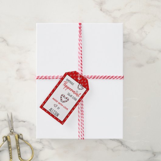 🍭 手作りのペッパーミントシュガー スクラブ 愛を込めて  ギフトタグ (より糸付き)