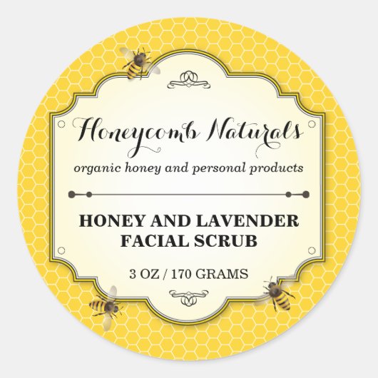 手作りのミツバチ ラウンドシール (正面)