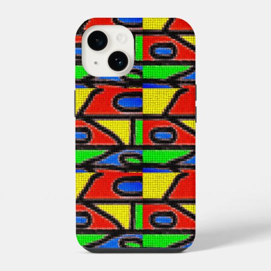 手作りのモザイク、バルセロナのタイル絵 iPhoneケース (裏面)