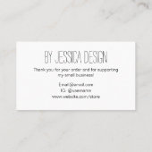 手作りのモダンシンプルトレンディー 名刺 (裏面)