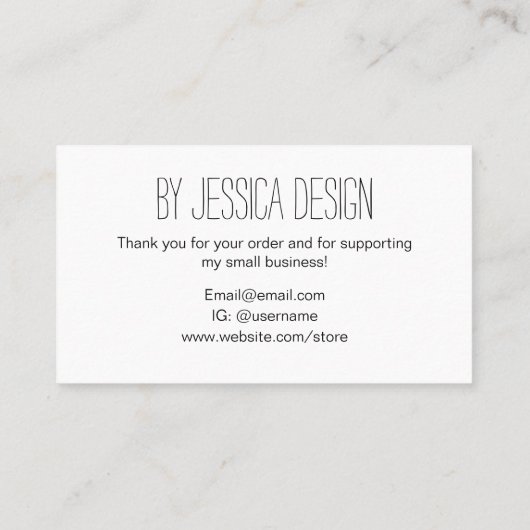 手作りのモダンシンプルトレンディー 名刺 (裏面)