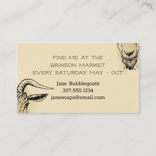 手作りのヤギミルクソープオートミールバニラ 名刺 (裏面)