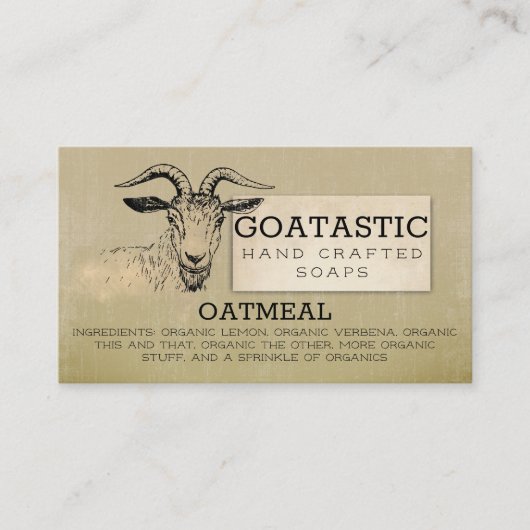 手作りのヤギミルクソープオートミールバニラ 名刺 (正面)