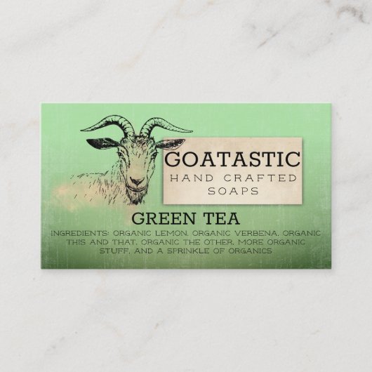 手作りのヤギ乳せっけん風呂のハーブグリーンティー 名刺 (正面)