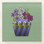 手作りのユリの花瓶 ガラスコースター (正面)