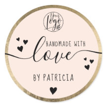 手作りのラブスクリプト黒ロゴハート ゴールド ピンク