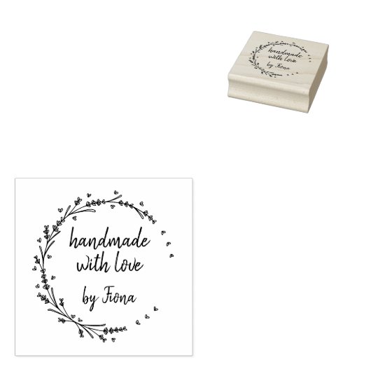 手作りのラベンダーハートのリース ラバースタンプ (押印)