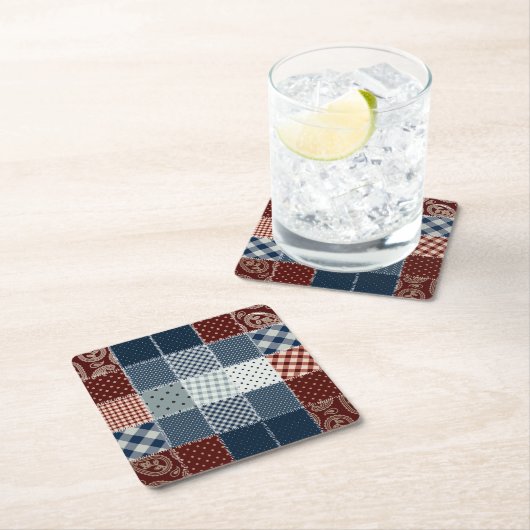 手作りのヴィンテージキルト織物。可愛い スクエアペーパーコースター (インサイチュ)