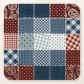 手作りのヴィンテージキルト織物。可愛い スクエアペーパーコースター (正面)
