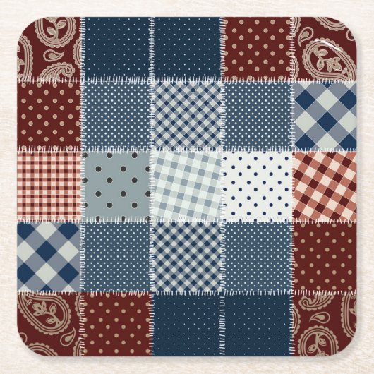 手作りのヴィンテージキルト織物。可愛い スクエアペーパーコースター (正面)