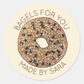 手作りの全てのベーグル焼いたスの食べ物 ラウンドシール (正面)