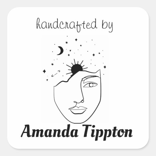 手作りの天女ラインアート スクエアシール (正面)