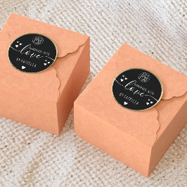 手作りの愛のタイポグラフィーロゴ ハート ゴールド ブラック ラウンドシール