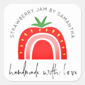 手作りの愛を込めたイチゴジャム レインボースクリプト スクエアシール (正面)