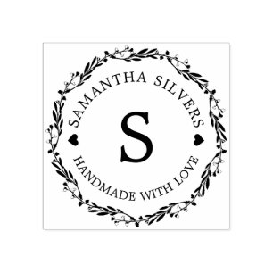 手作りの愛を込めた花柄のオリジナルモノグラム ラバースタンプ