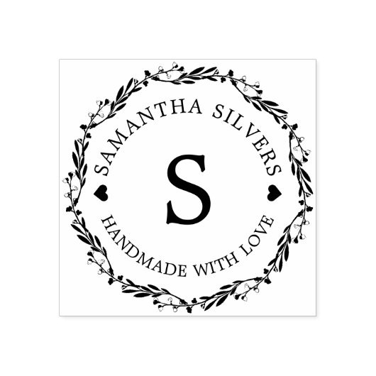 手作りの愛を込めた花柄のオリジナルモノグラム ラバースタンプ (インプリント)